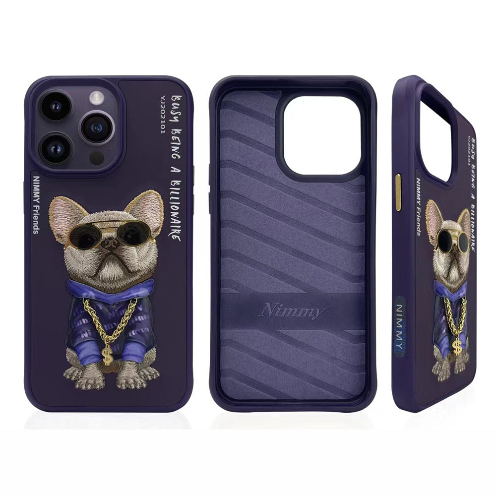 Nimmy Bull Dog Shockproof Embroidery Phone Case - iPhone 15 Pro Max