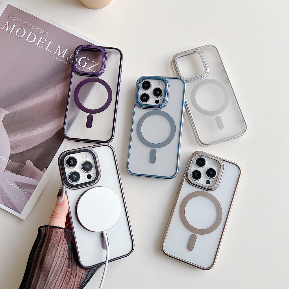 Metal Camera Frame Magsafe TPU (Soft) + PC (Hard) Phone Case - iPhone 15 Pro Max