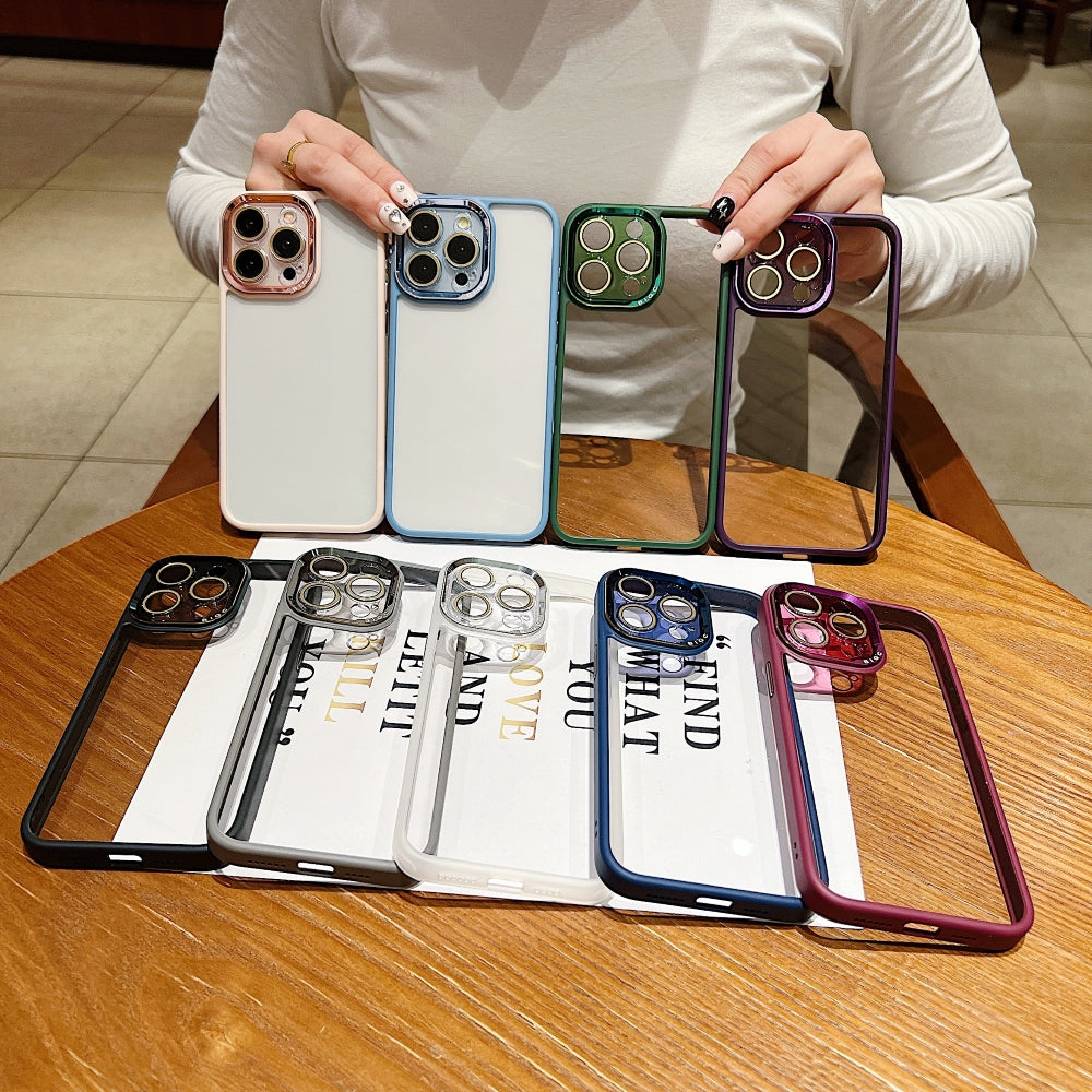 Electroplating Transparent Camera Lens Protective Phone Case - iPhone 15 Pro Max
