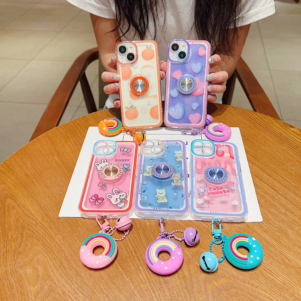 Rotated Ring Holder Printed Case With Charm - Realme C55