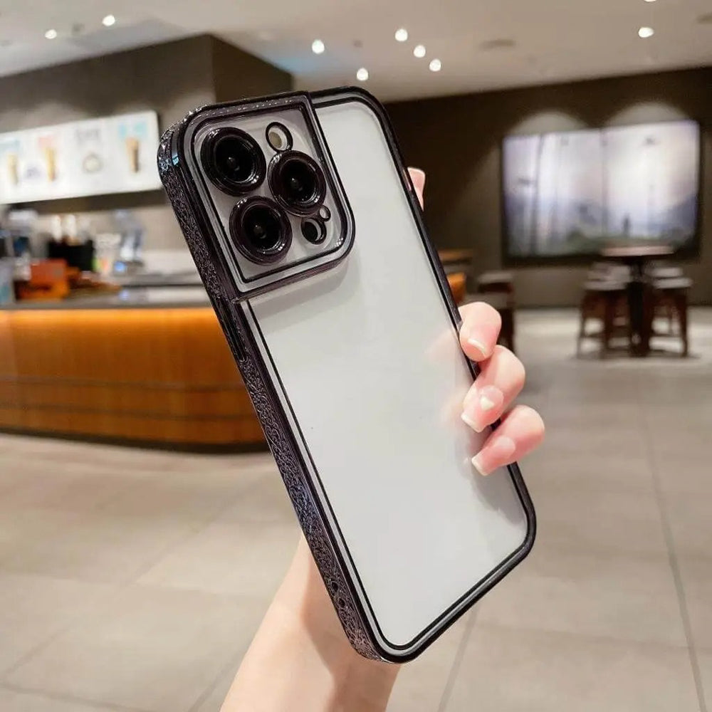 Electroplated Embossed Transparent Case - iPhone 13 Pro