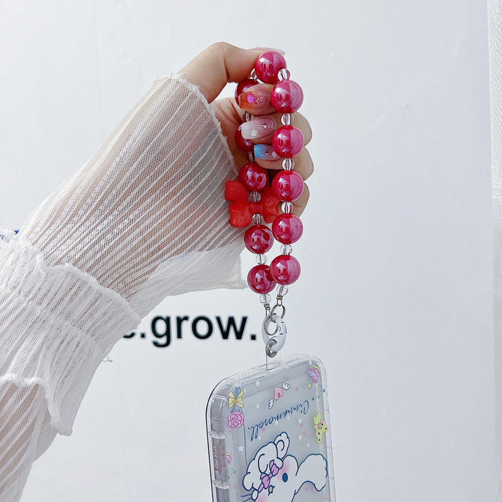 Colorful Beaded Bow Phone Chain Charm Wrist Keychain | Handbag Charm