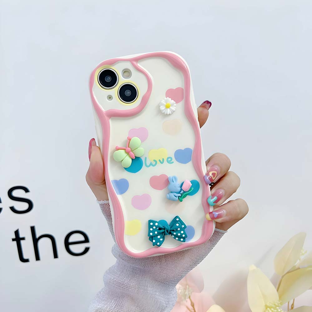 3D Cute Pet Flower and Toy Soft Cover With Random Heart Shape Bracelet - iPhone 12 Pro Max