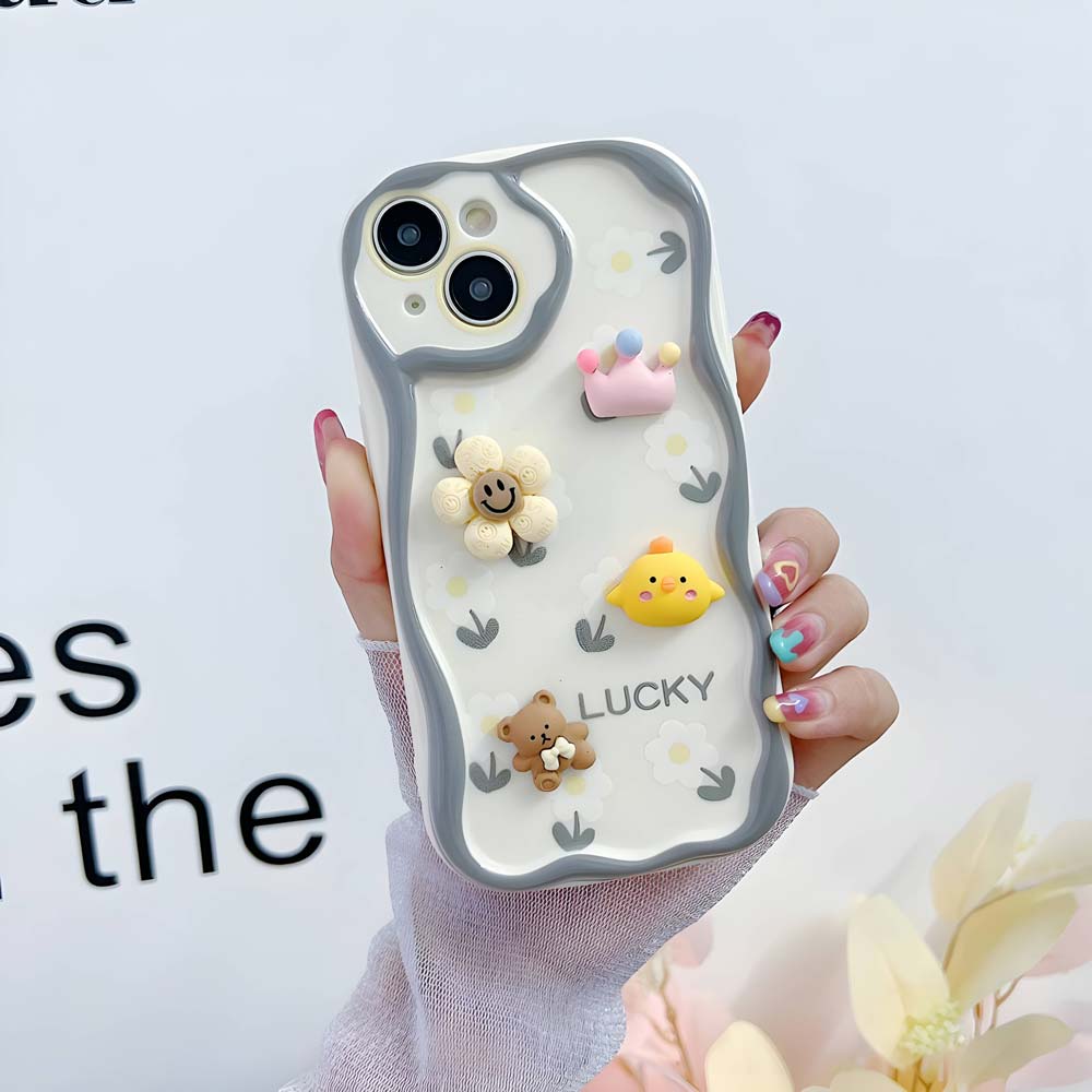 3D Cute Pet Flower and Toy Soft Cover With Random Heart Shape Bracelet - iPhone 12 Pro Max