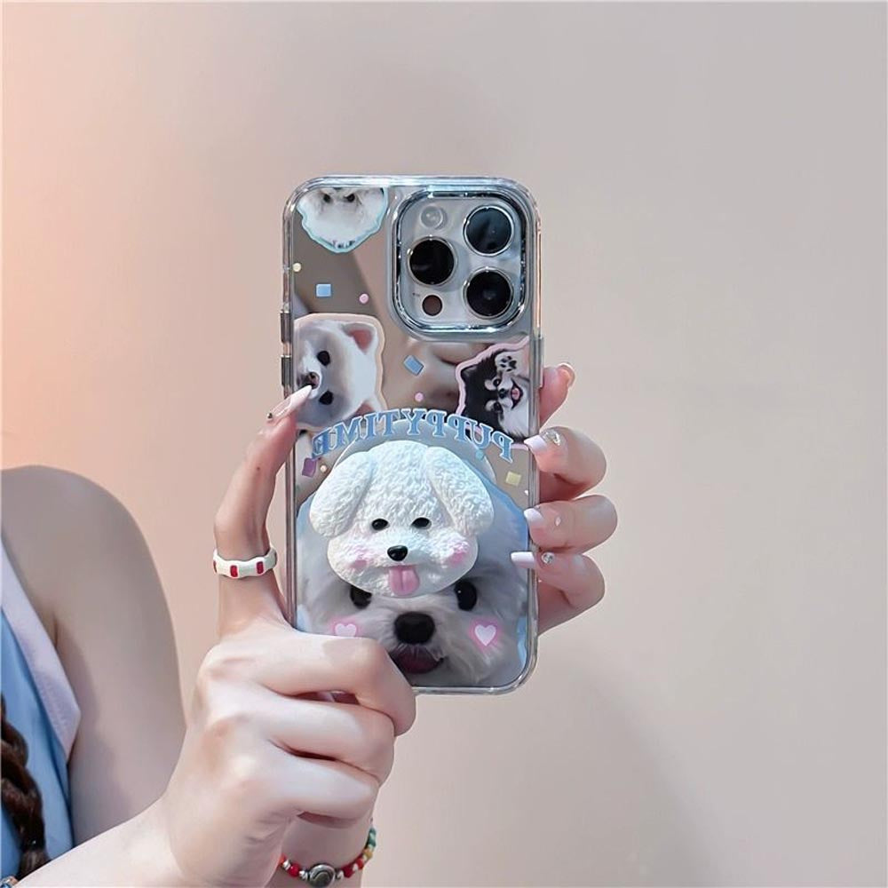 Puppy Face Luxury Plating Case with Puppy Face Stand - iPhone 14 Pro