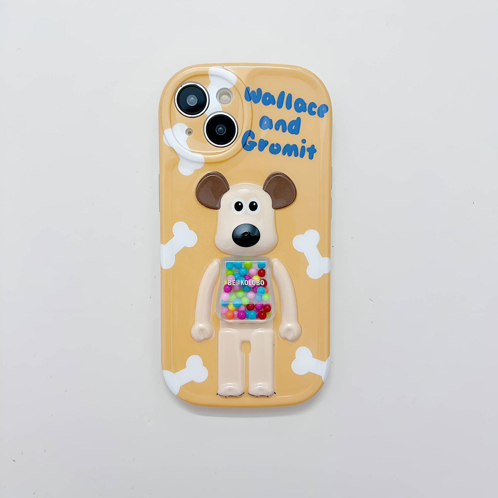 3D Machine Bear Soft Phone Case With Random Color Bracelet - iPhone 12