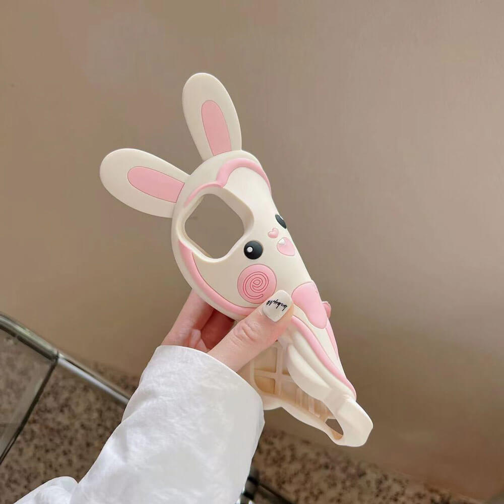 3D Rabbit Ears Soft Silicone Phone Case - iPhone 12 Pro Max