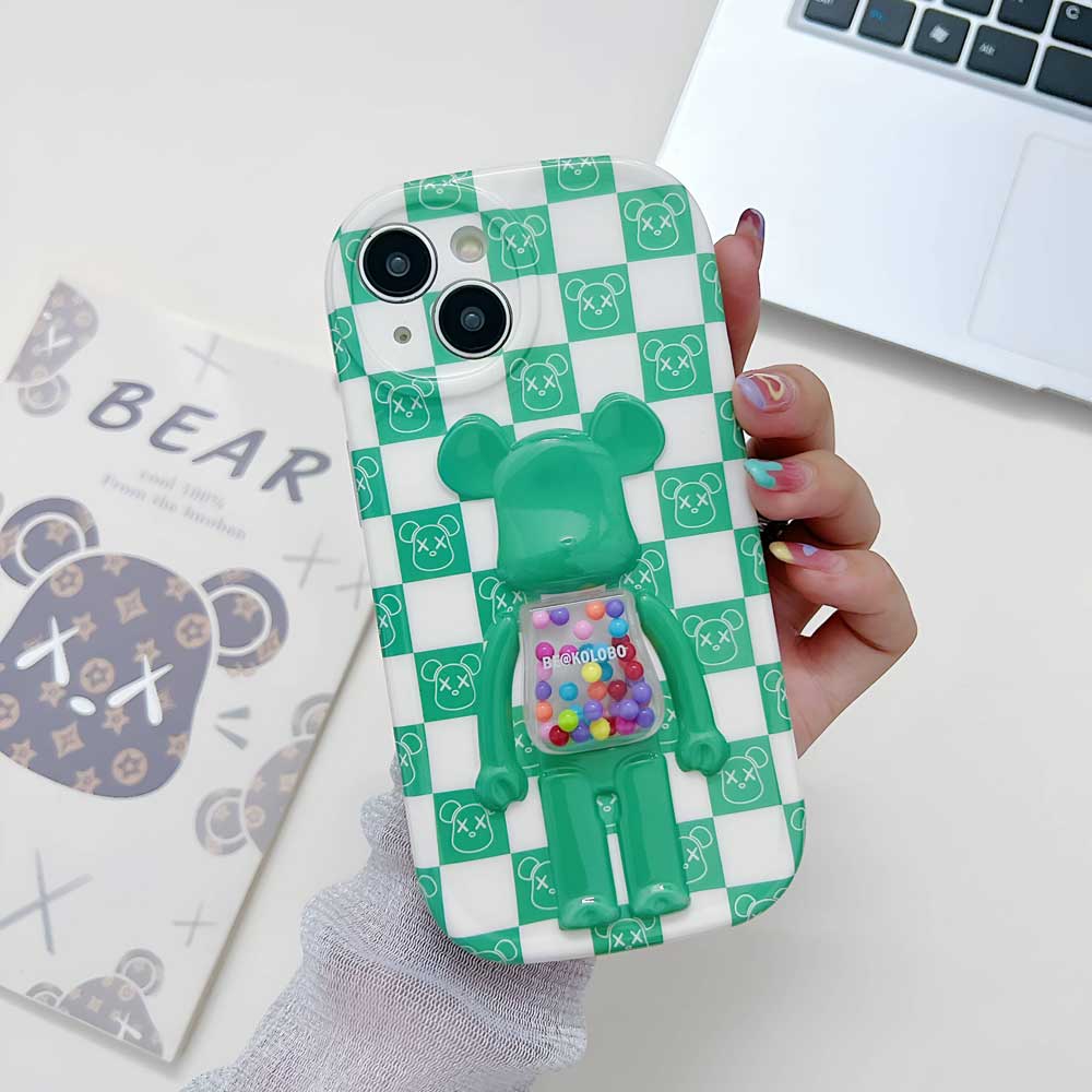 3D Machine Bear Soft Phone Case With Random Color Bracelet - iPhone 12