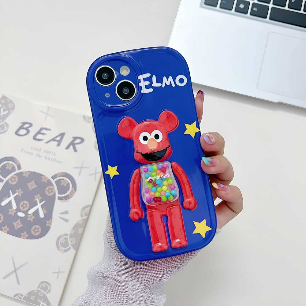 3D Machine Bear Soft Phone Case With Random Color Bracelet - iPhone 14 Pro Max