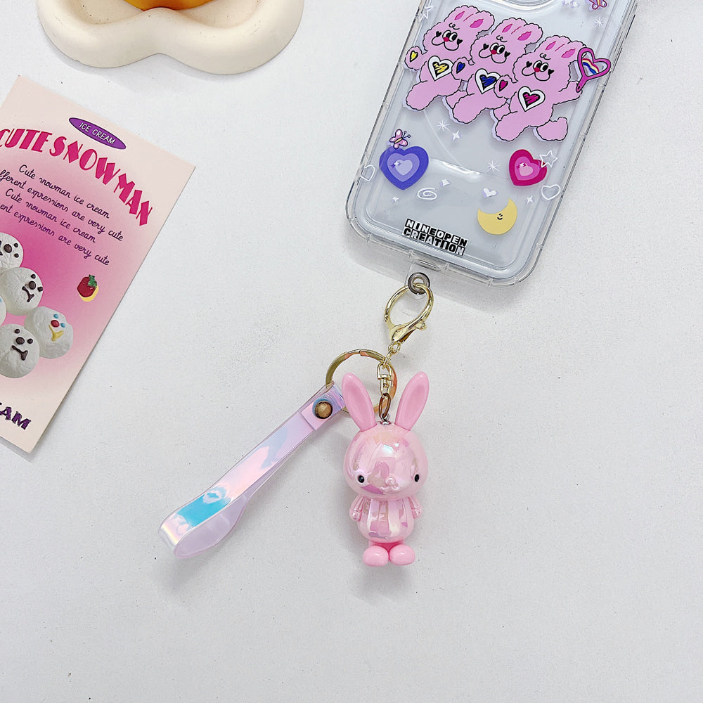 Acrylic Creative Colorful PVC Rabbit Phone Charm | Keychain | Handbag Charm