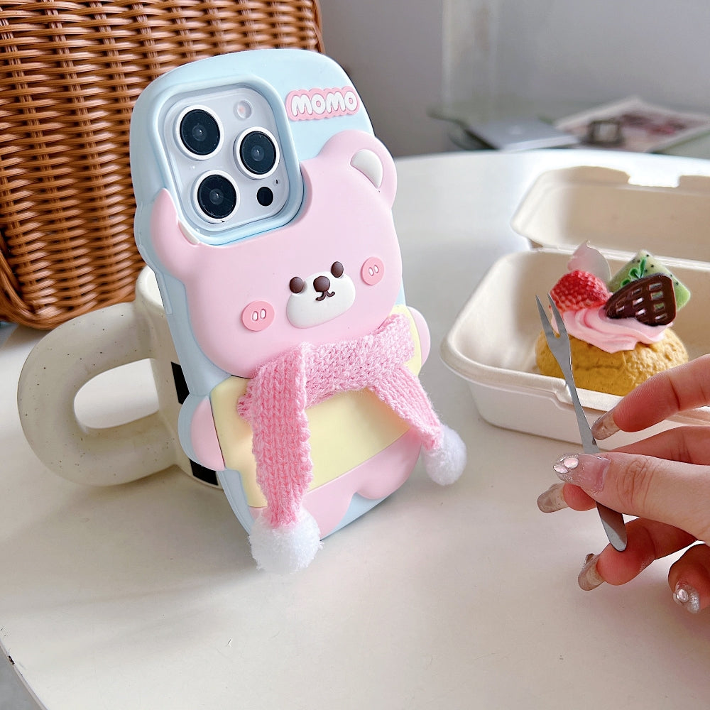 3D Silicone Bear Soft Phone Case - iPhone 16 Pro Max