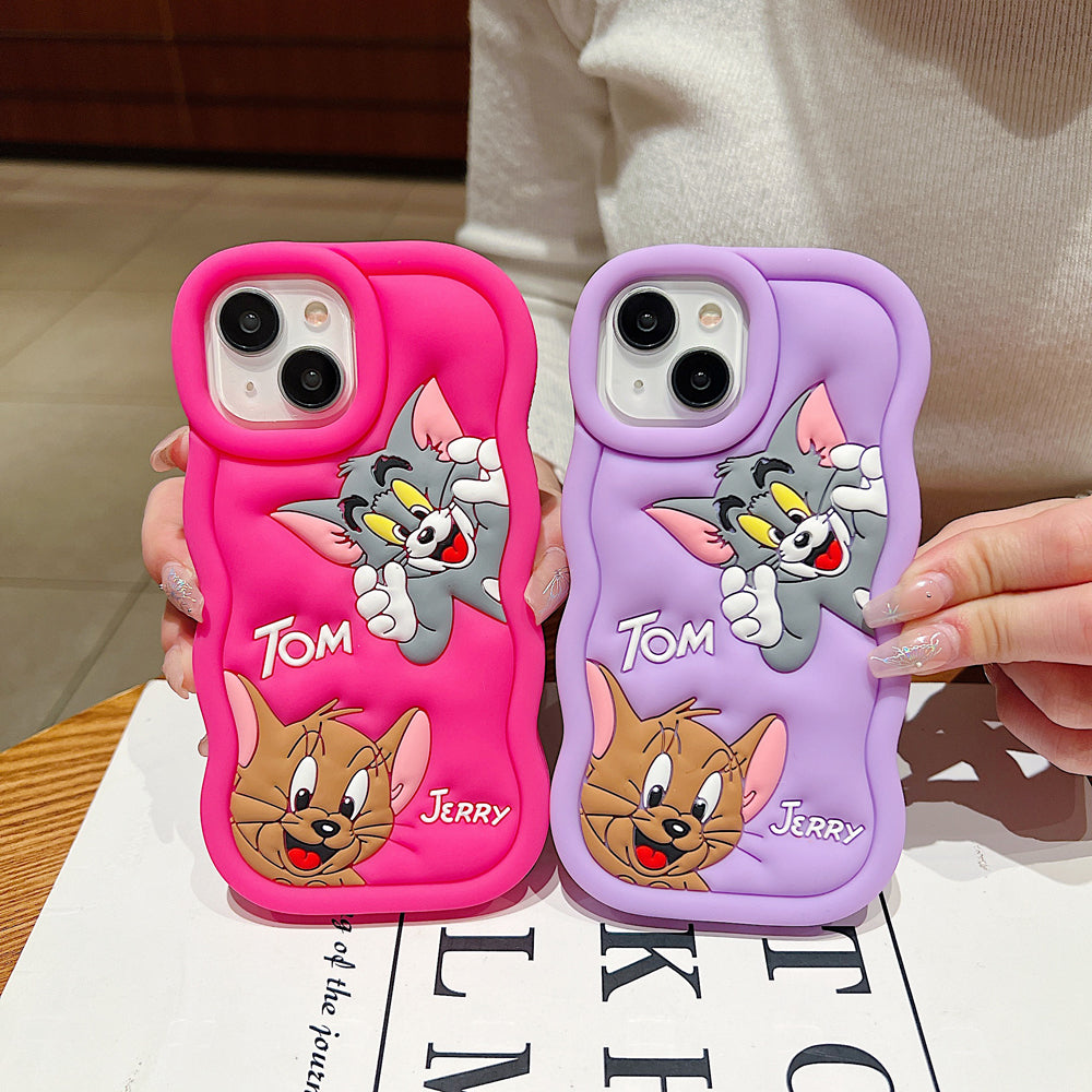 Silicone Soft 3D Cartoon Wavy Edge Phone Case - iPhone 15 Pro