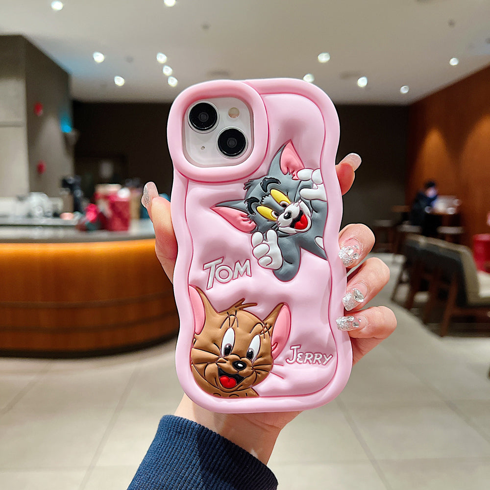 Silicone Soft 3D Cartoon Wavy Edge Phone Case - iPhone 15 Pro