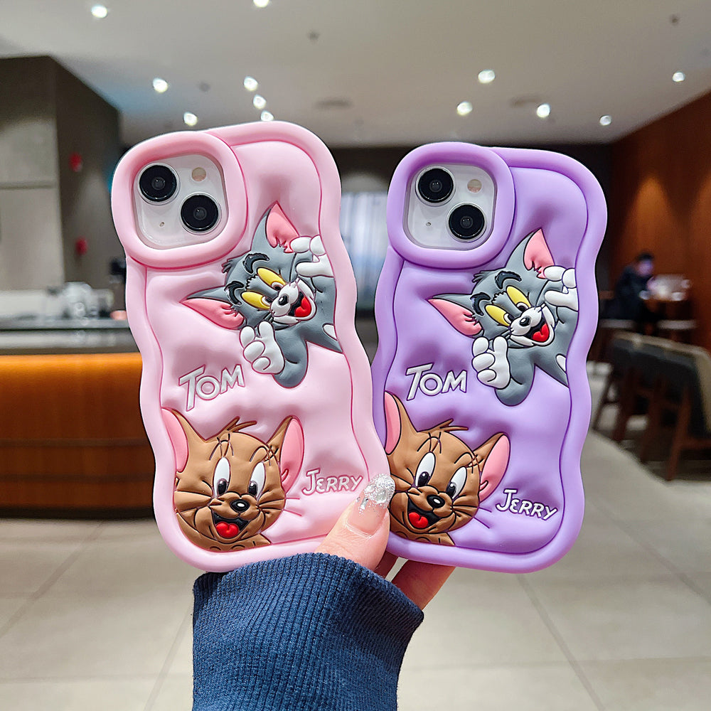 Silicone Soft 3D Cartoon Wavy Edge Phone Case - iPhone 15 Pro