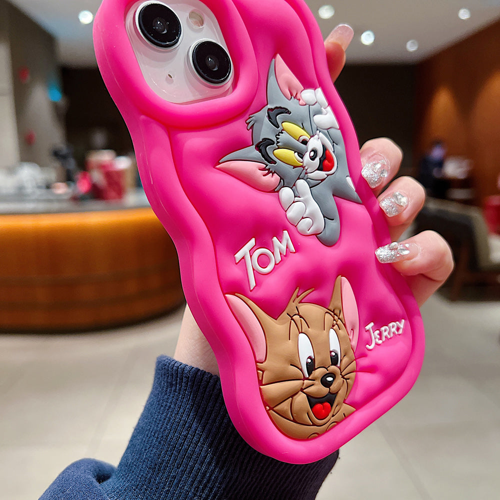 Silicone Soft 3D Cartoon Wavy Edge Phone Case - iPhone 15 Pro