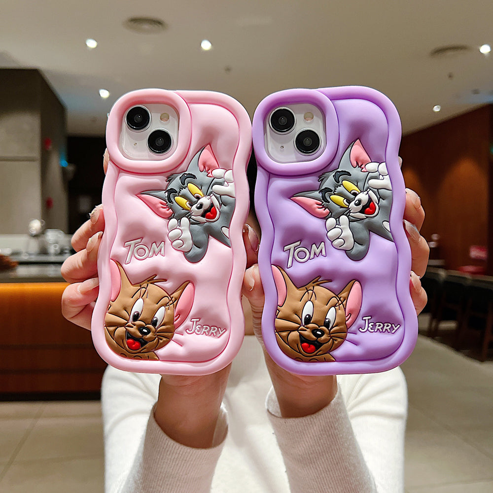 Silicone Soft 3D Cartoon Wavy Edge Phone Case - iPhone 15 Pro