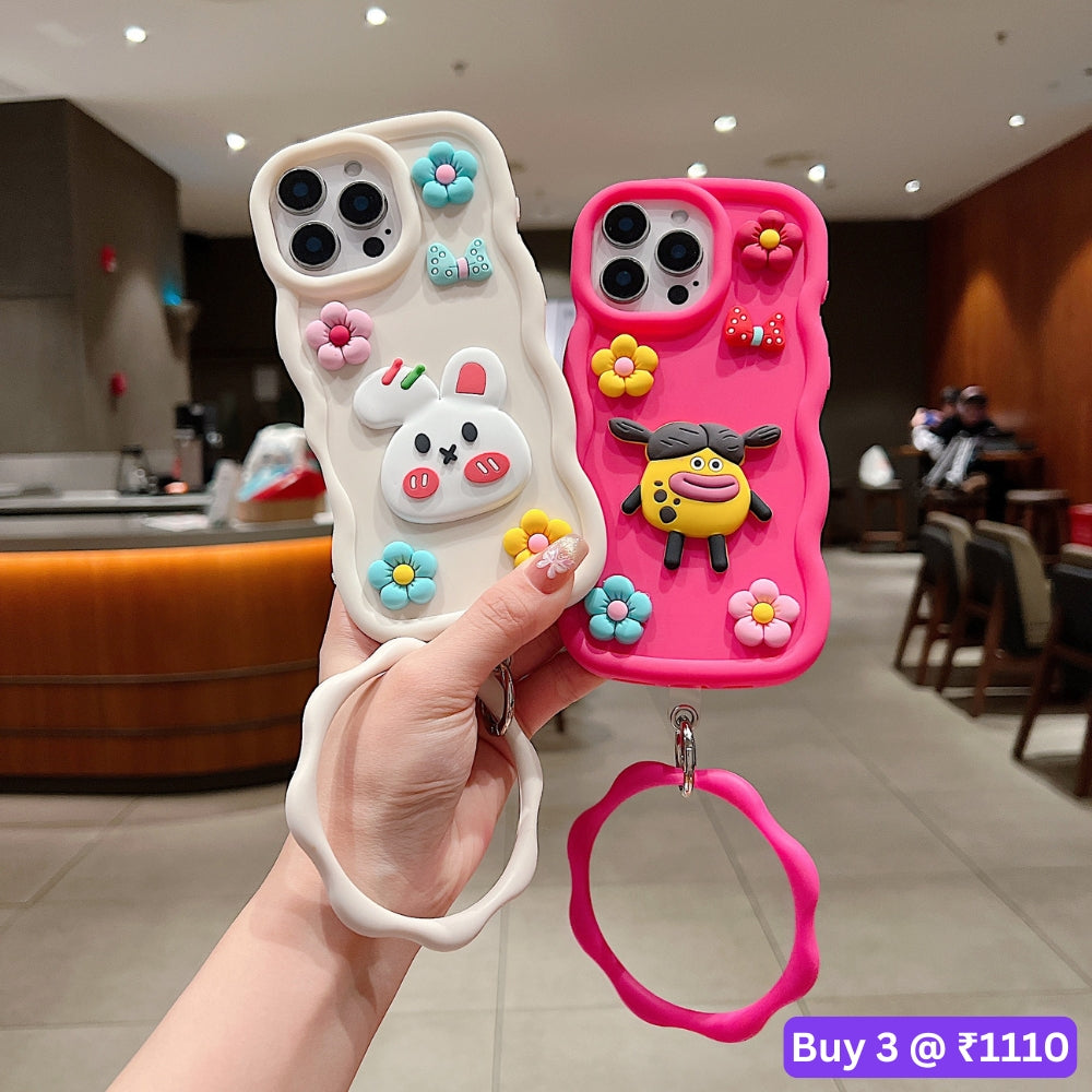 3D Flower and Cartoon TPU (Soft) Phone Case - iPhone 15