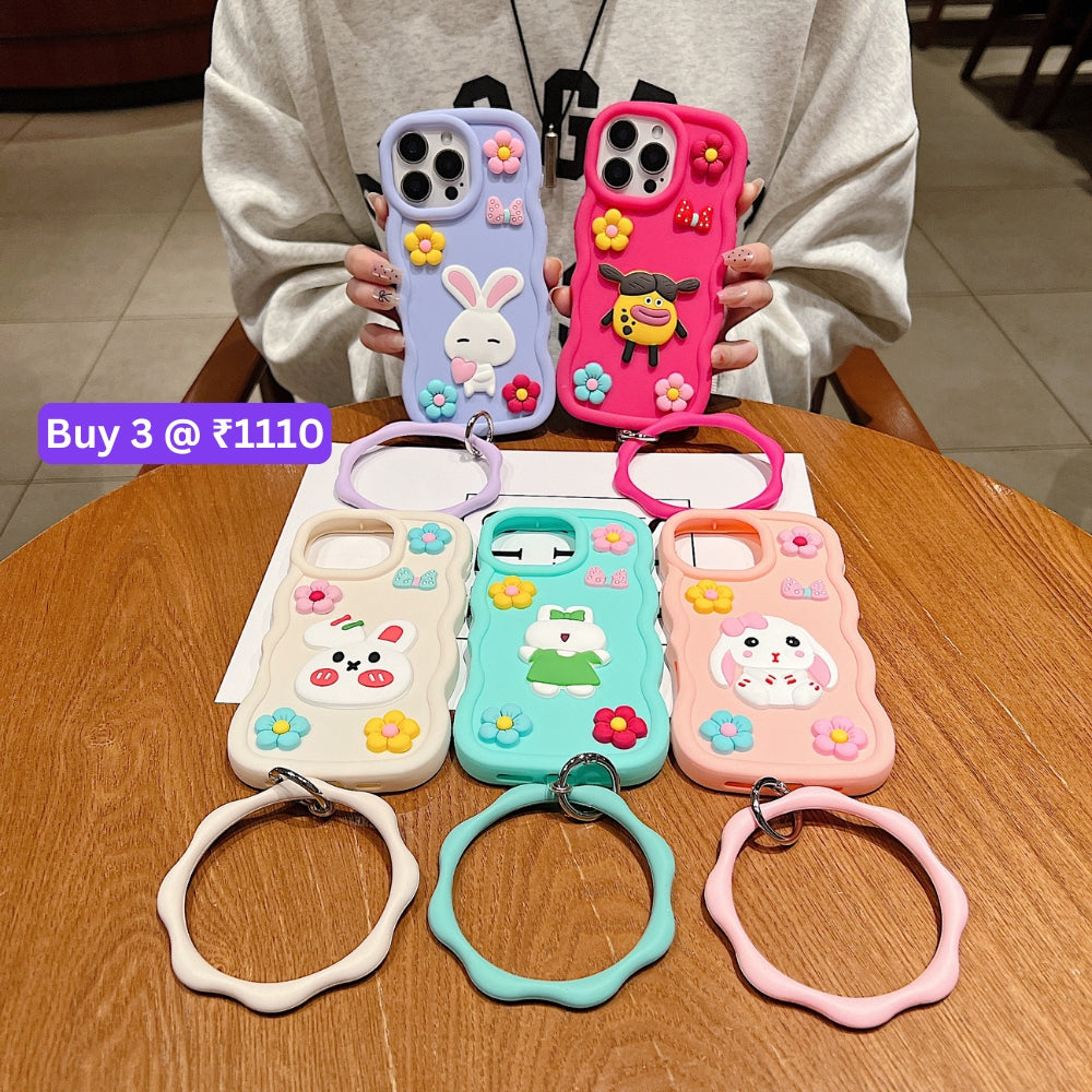 3D Flower and Cartoon TPU (Soft) Phone Case - Oppo Reno 12 Pro