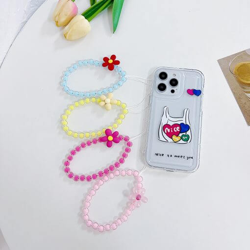 Cute Temperament Color Beaded Candy Flower Phone Charm | Bracelet