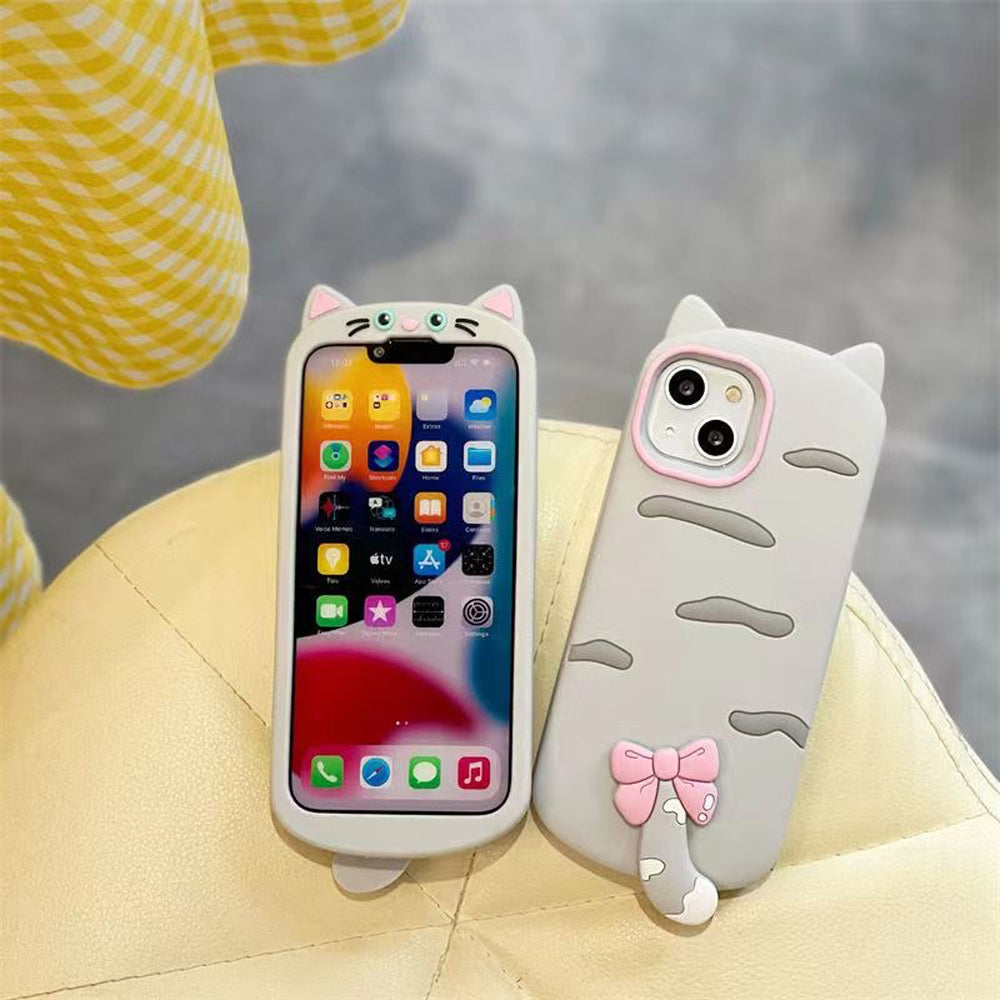 Cute Little Cat Phone Case with A Rotated Tail - iPhone 15