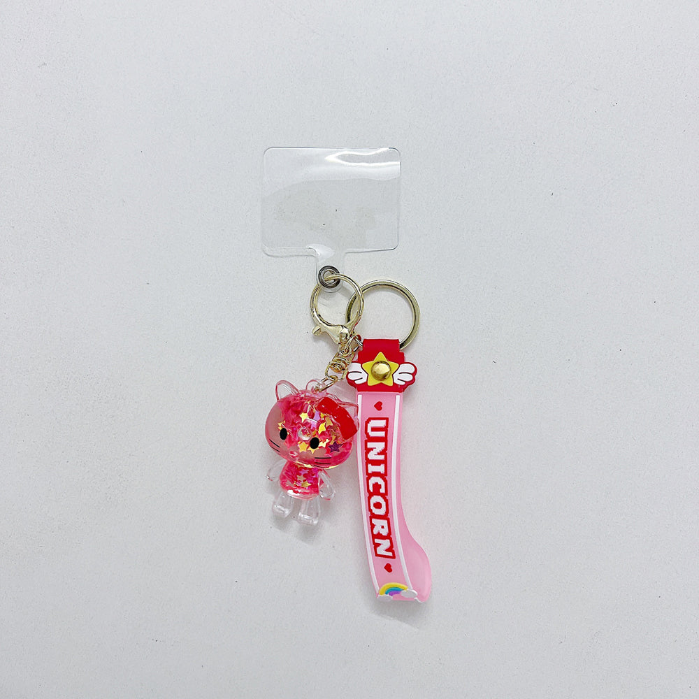 Cartoon Kitty Cat Liquid Glitter Keychain | Phone Charm