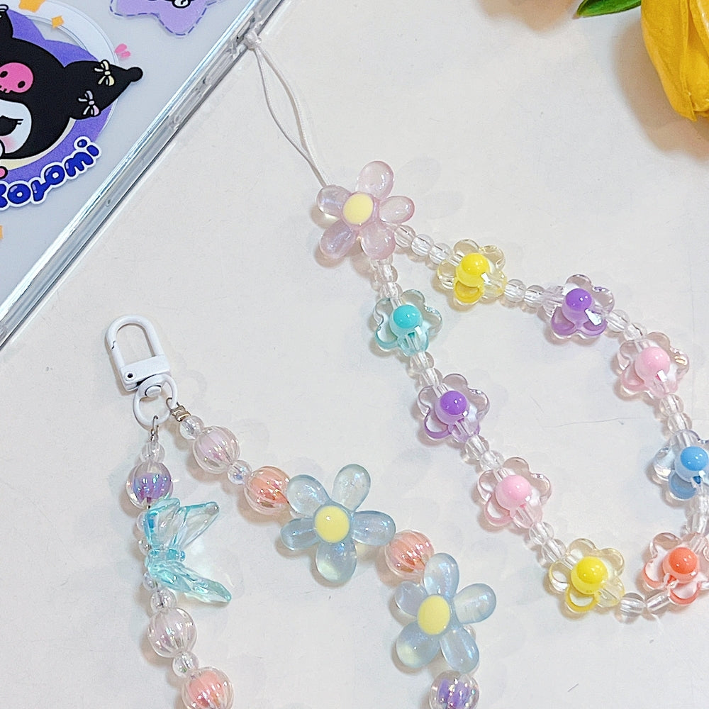 Colorful Sun Flower Transparent Beaded Phone Charm | Bracelet | Handbag Charm