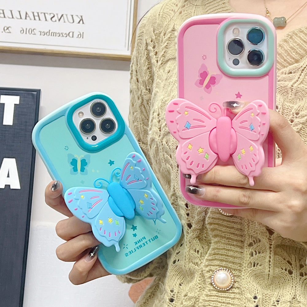 Butterfly Folding Wings Stand Silicone Soft Case - iPhone 13