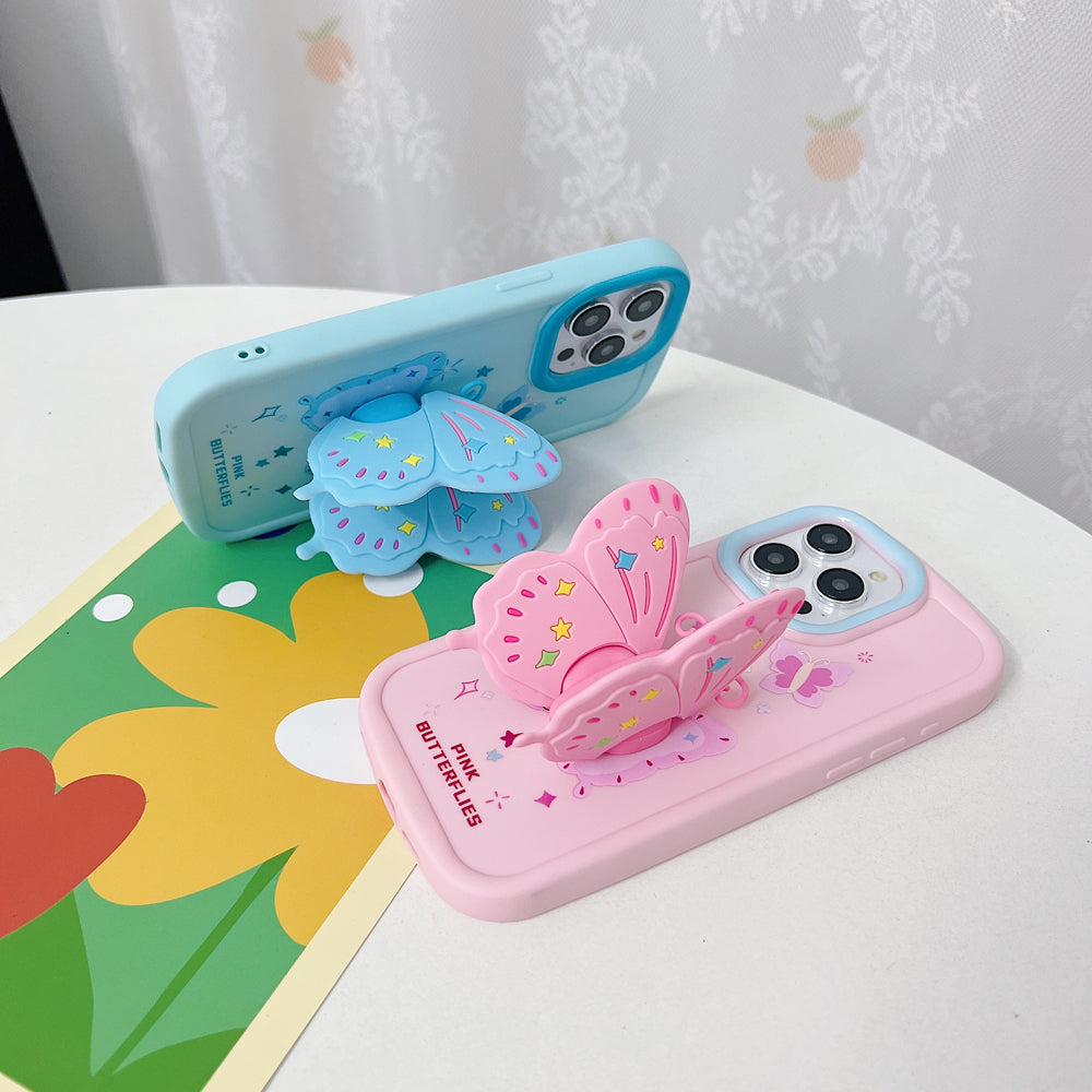 Butterfly Folding Wings Stand Silicone Soft Case - iPhone 13