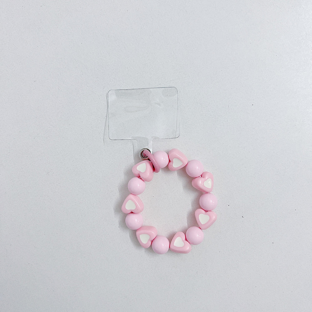 Cord String Strap Heart Pearl Beads Mobile Charm | Keychain | Handbag Charm