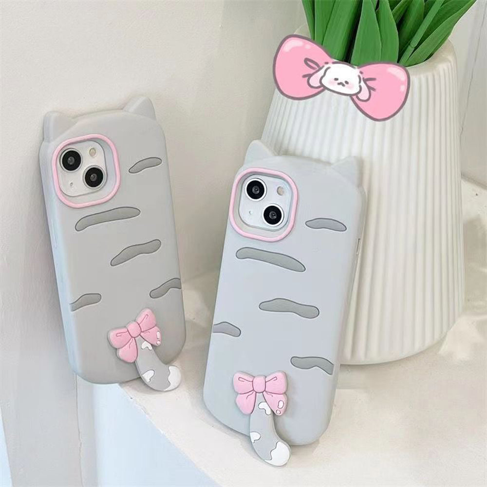 Cute Little Cat Phone Case with A Rotated Tail - iPhone 15