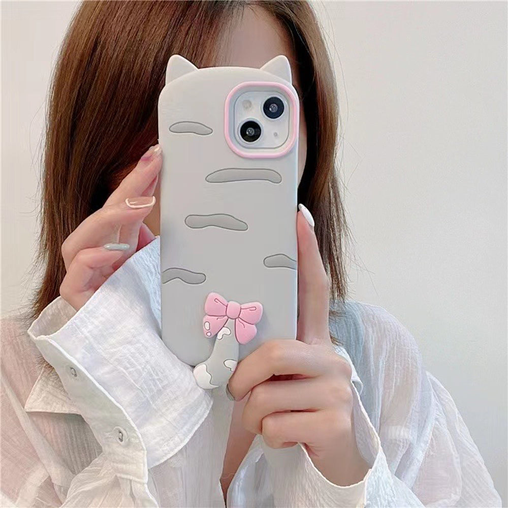 Cute Little Cat Phone Case with A Rotated Tail - iPhone 15