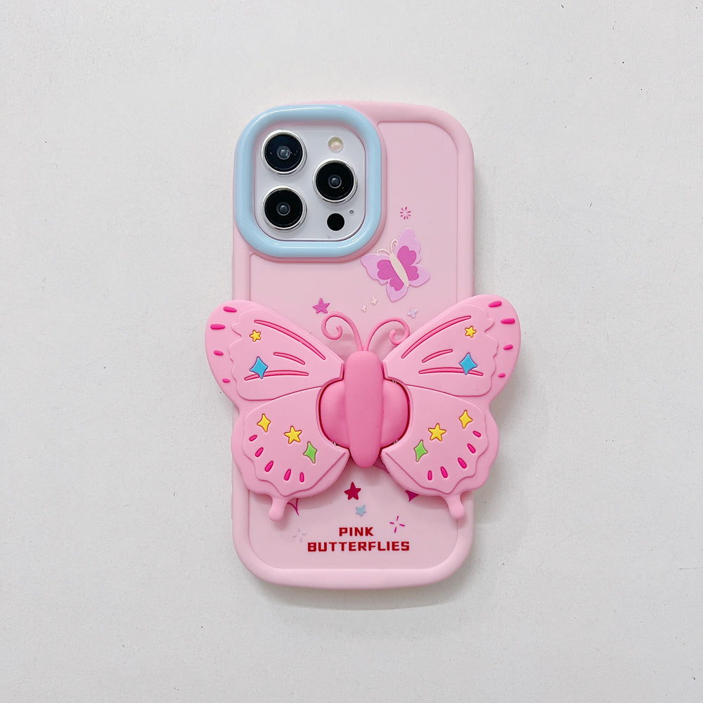 Butterfly Folding Wings Stand Silicone Soft Case - iPhone 13