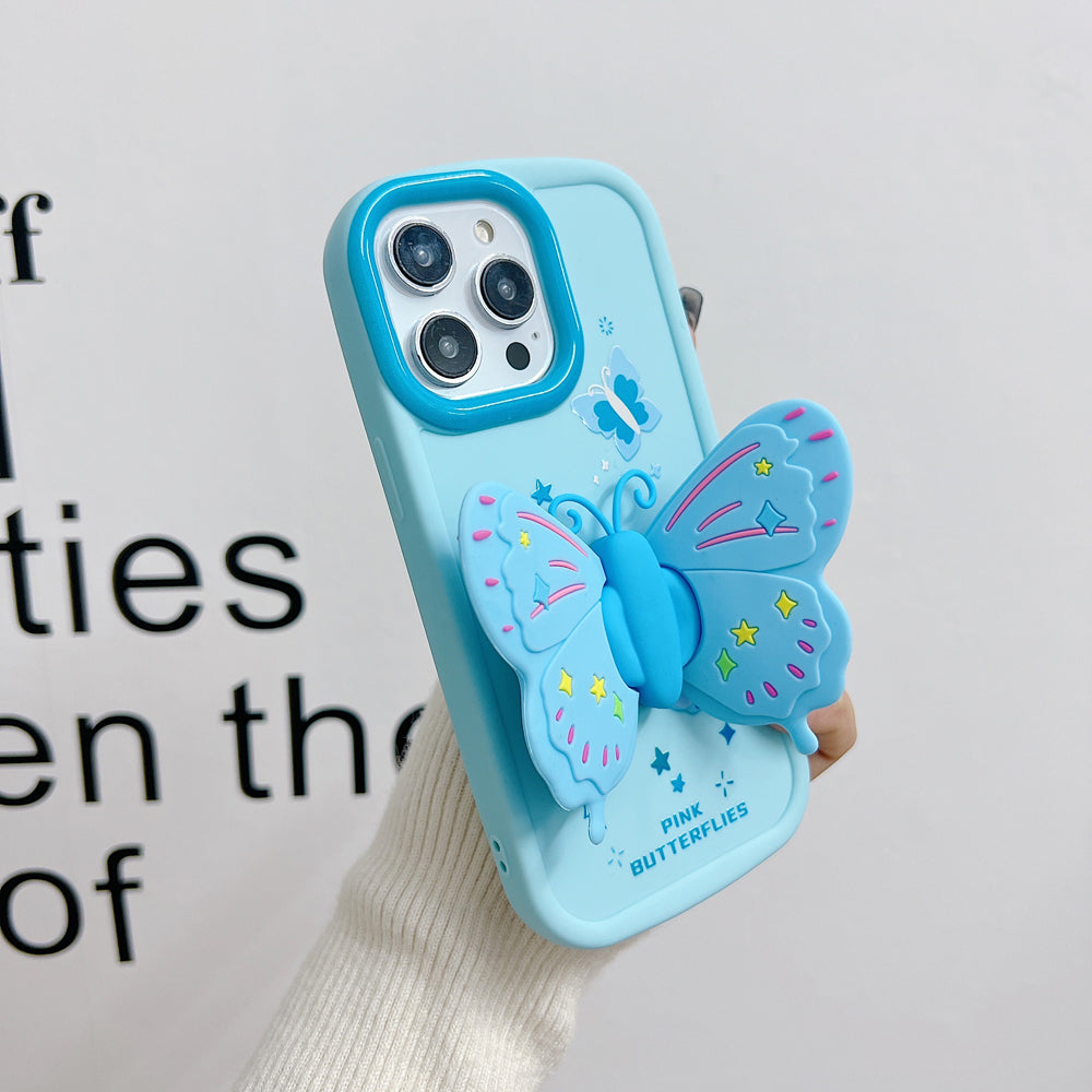 Butterfly Folding Wings Stand Silicone Soft Case - iPhone 13 Pro Max