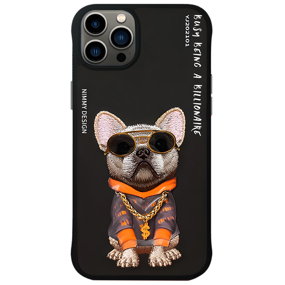 Nimmy Bull Dog Shockproof Embroidery Phone Case - iPhone 15 Pro Max