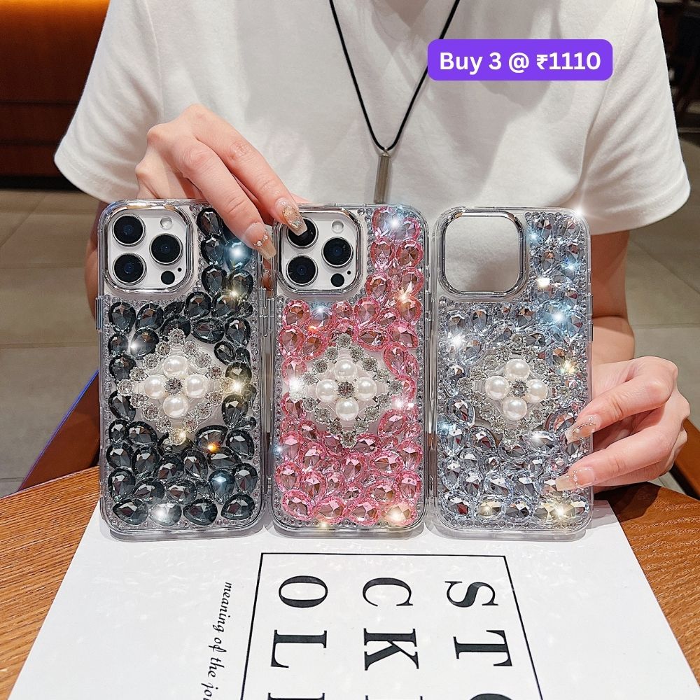 Bling Rhinestone Pearl Holder Transparent TPU (Soft) Phone Case | Mobile Cover - Samsung S23 Ultra