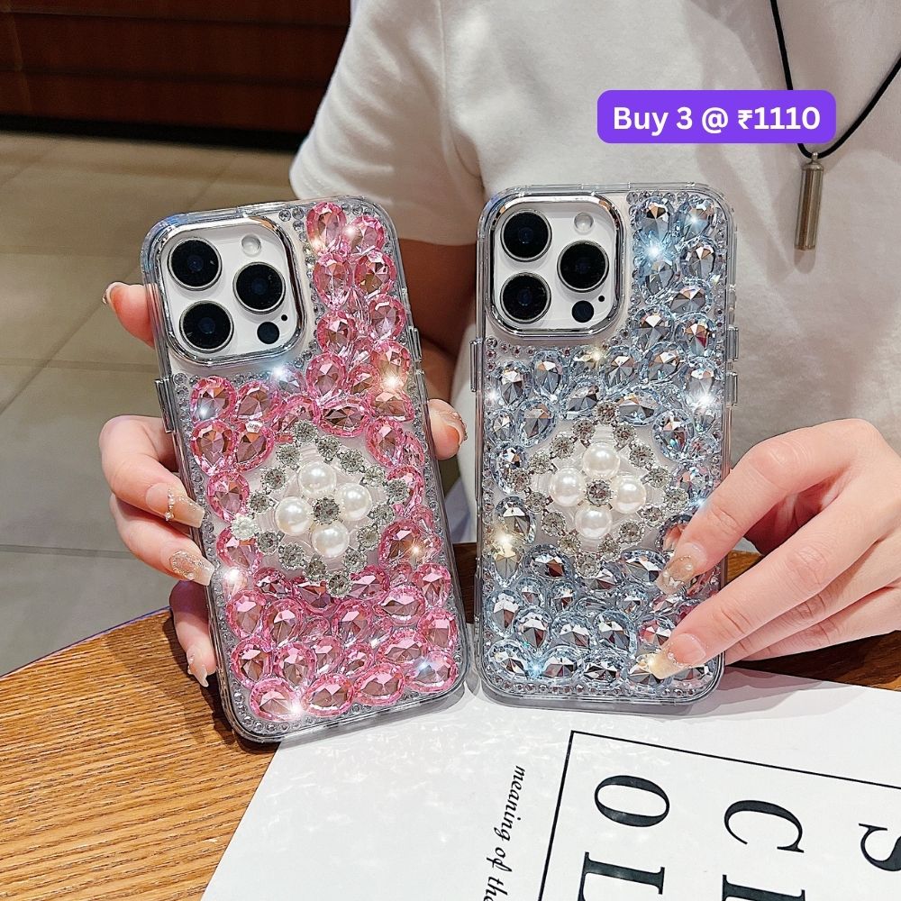 Bling Rhinestone Pearl Holder Transparent TPU (Soft) Phone Case | Mobile Cover - Samsung S23 Ultra