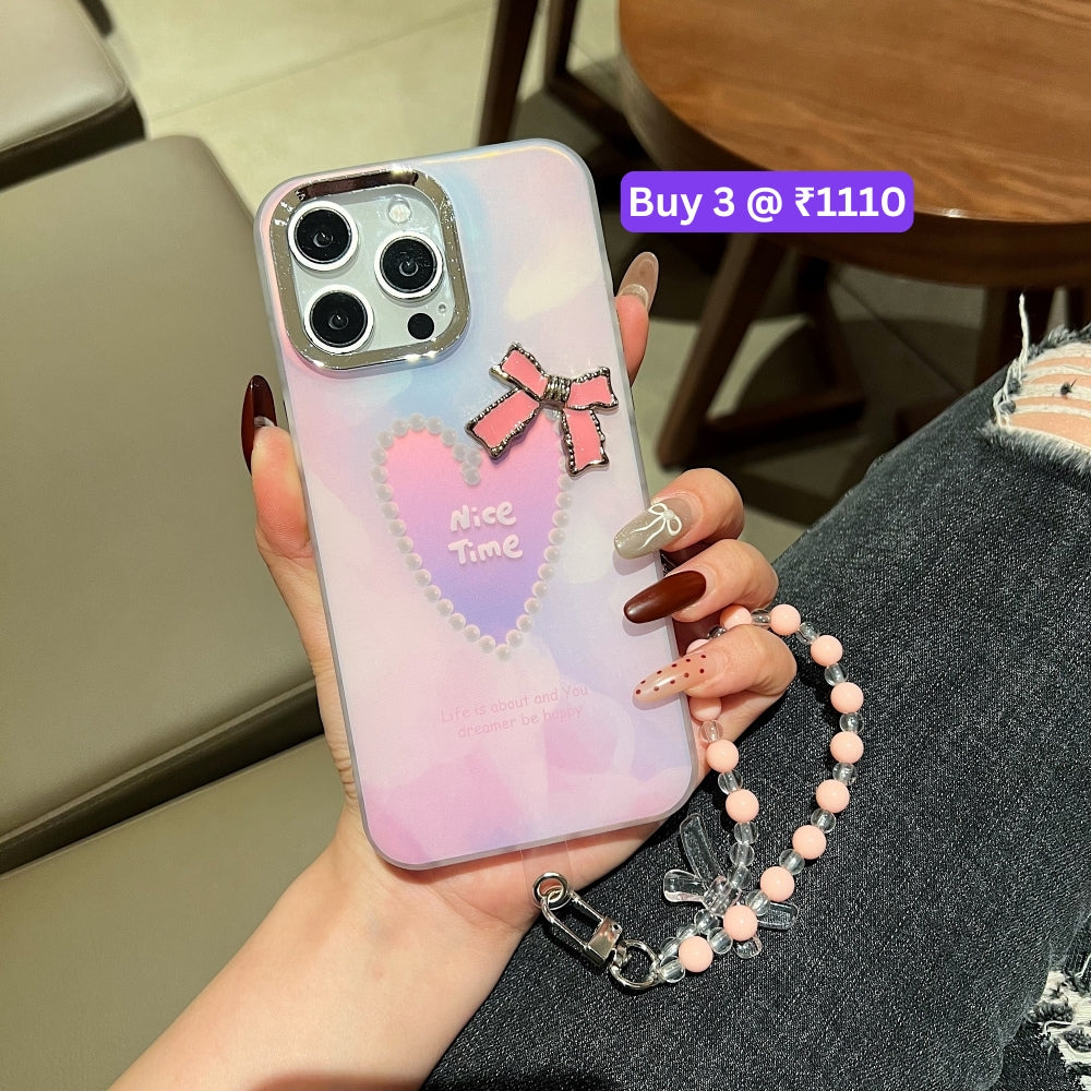 Bow Bling Heart Printed Colorful PC (Hard) Phone Case - Oppo Reno 11 Pro