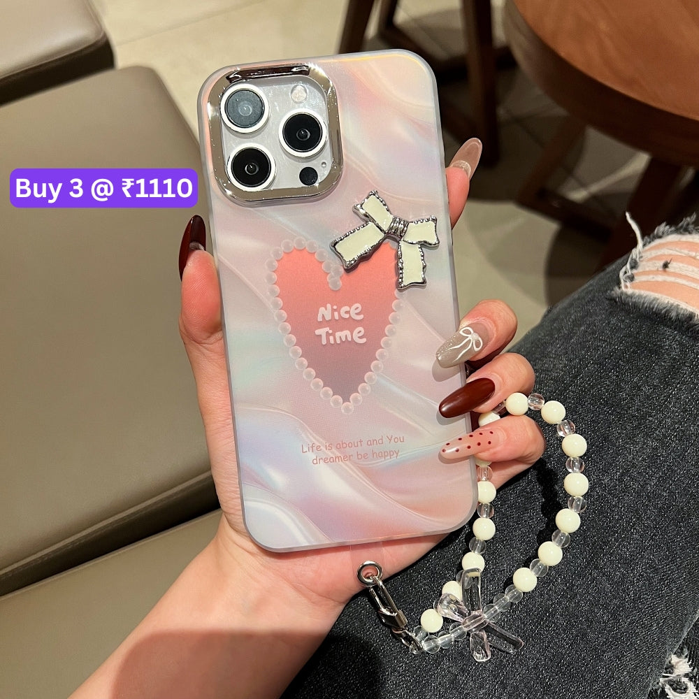 Bow Bling Heart Printed Colorful PC (Hard) Phone Case - Samsung S25