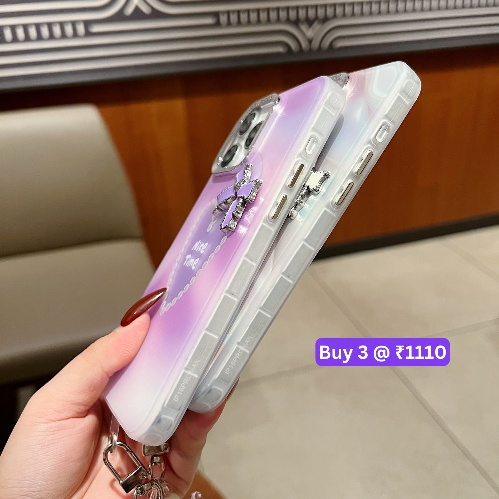 Bow Bling Heart Printed Colorful PC (Hard) Phone Case - Oppo Reno 11 Pro