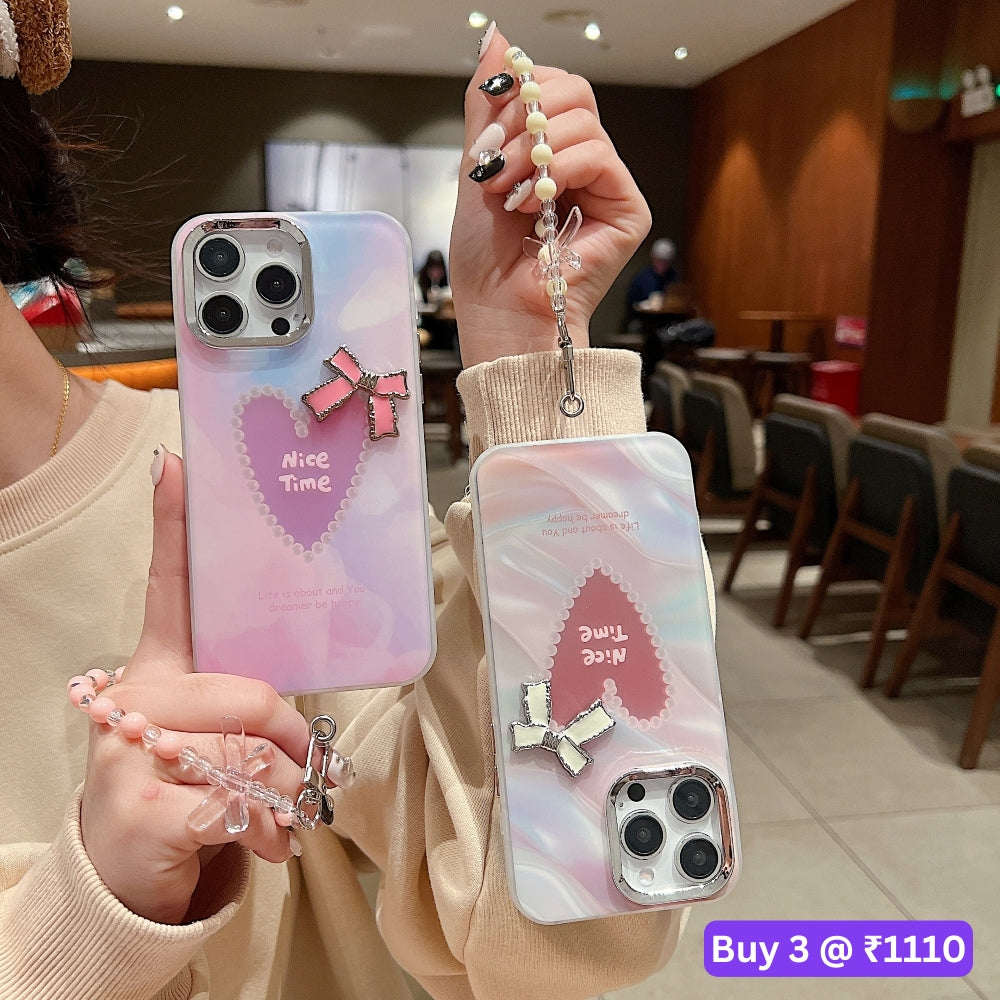 Bow Bling Heart Printed Colorful PC (Hard) Phone Case - Samsung A34