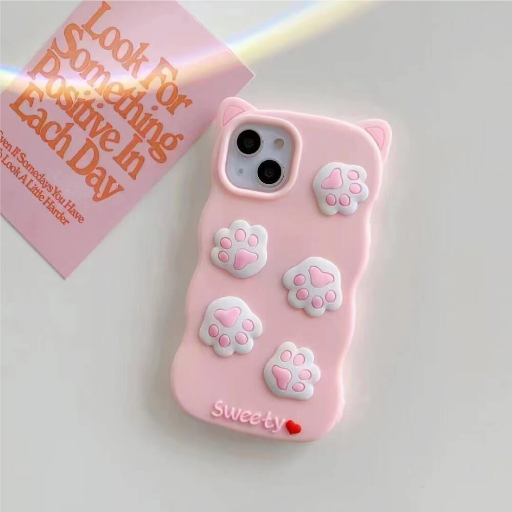 Cat Footprint With Ears Silicone Shockproof Case - iPhone 11