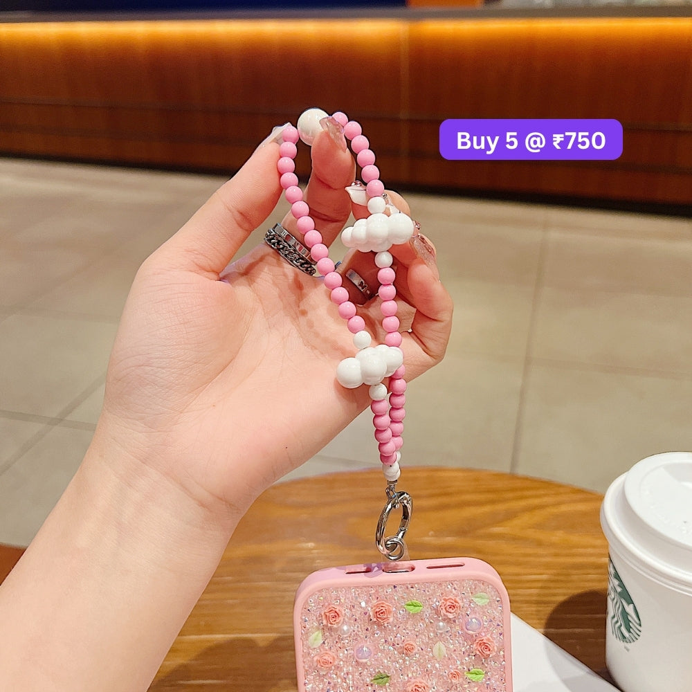 Cloud Pattern Hanging String Bead Phone Charm | Handbag Charm | Bracelet