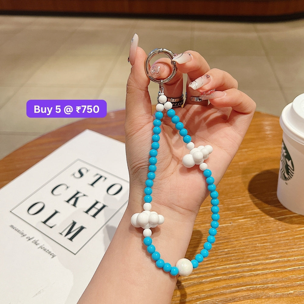 Cloud Pattern Hanging String Bead Phone Charm | Handbag Charm | Bracelet