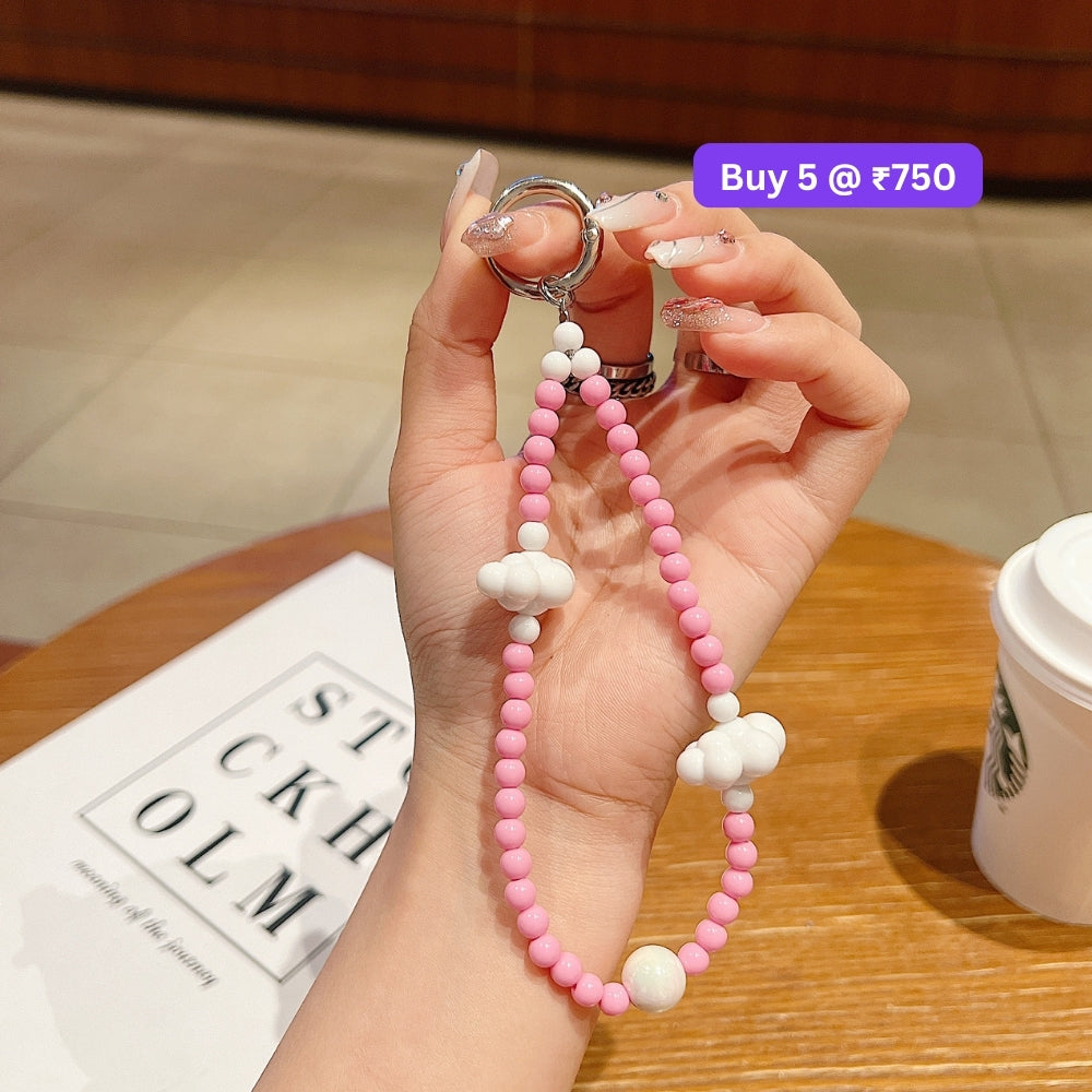 Cloud Pattern Hanging String Bead Phone Charm | Handbag Charm | Bracelet