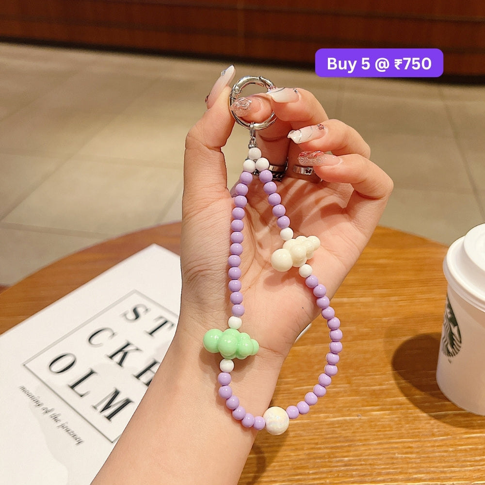 Cloud Pattern Hanging String Bead Phone Charm | Handbag Charm | Bracelet