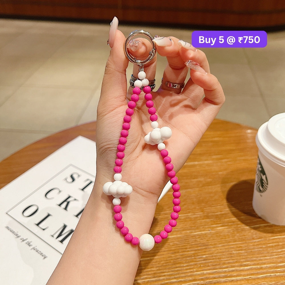 Cloud Pattern Hanging String Bead Phone Charm | Handbag Charm | Bracelet