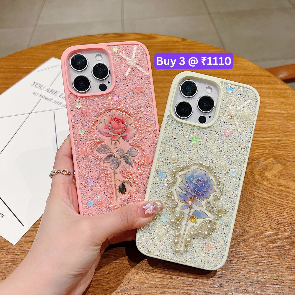 Colorful Rose Bling Studded Diamond PC (Hard) Phone Case - iPhone 16 Plus