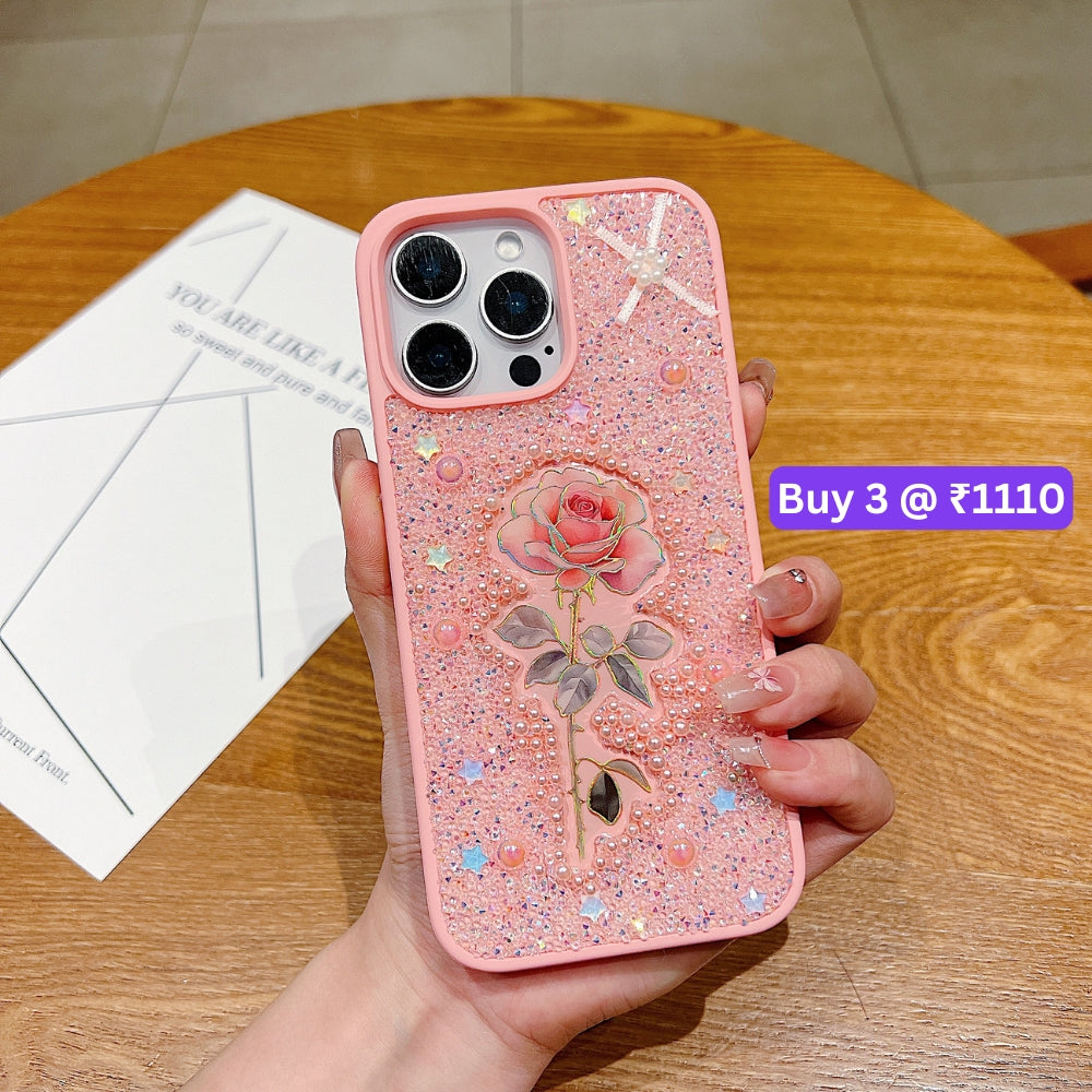 Colorful Rose Bling Studded Diamond PC (Hard) Phone Case - iPhone 14 Pro Max