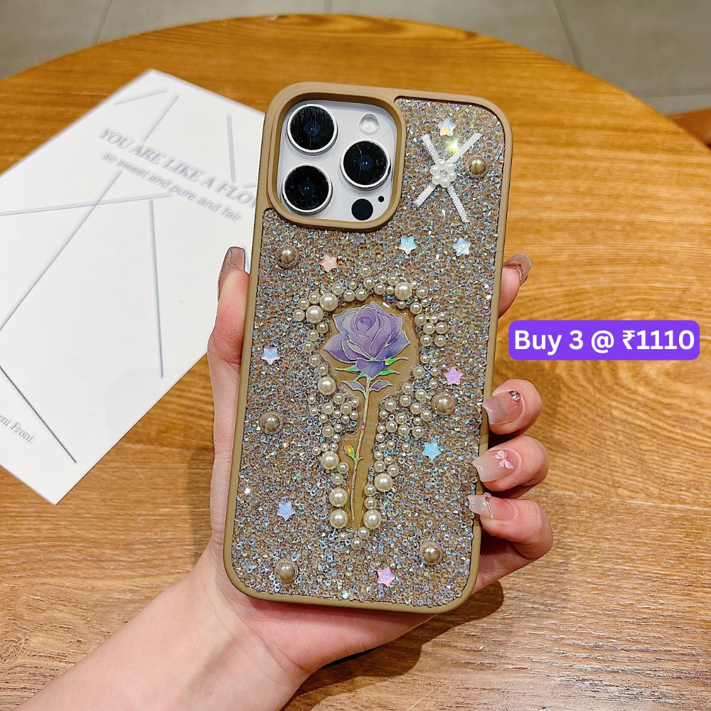Colorful Rose Bling Studded Diamond PC (Hard) Phone Case - iPhone 14 Pro Max