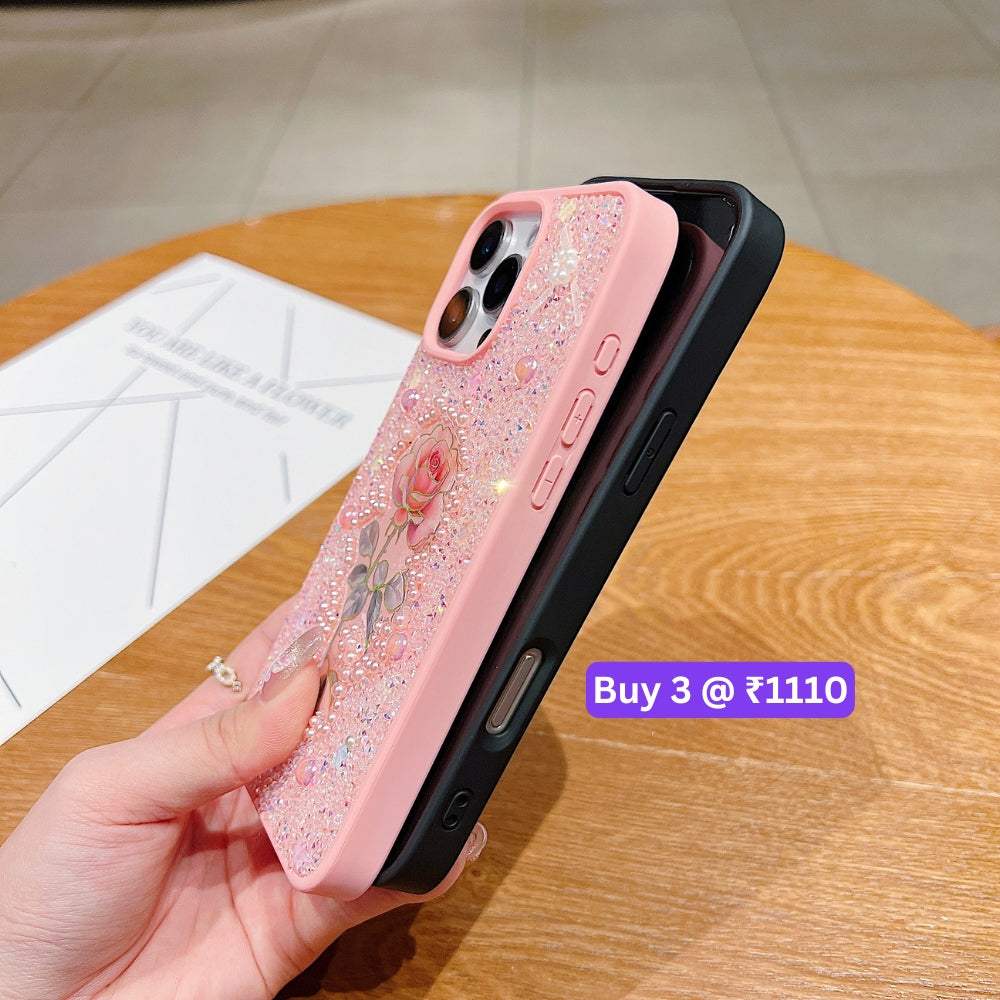 Colorful Rose Bling Studded Diamond PC (Hard) Phone Case - iPhone 14 Pro Max
